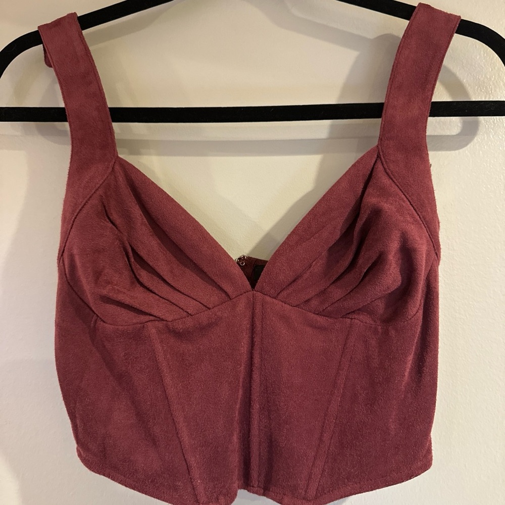 NWT LULUS Corset burgandy tank XS